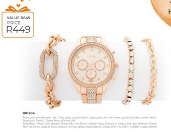 Honey Fashion Accessories Rose gold plated watch set offer