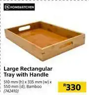 Builders Warehouse Home & Kitchen Large Rectangular Tray With Handle (Bamboo) offer