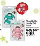 Nanobebe flexy bottle handle set 2 pack assorted colours-each