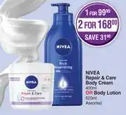 Dis-Chem Nivea repair & care body cream 400ml or body lotion 625ml assorted-for 1 offer