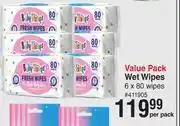 Dis-Chem Baby things value pack wet wipes 6 x 80 wipes-per pack offer