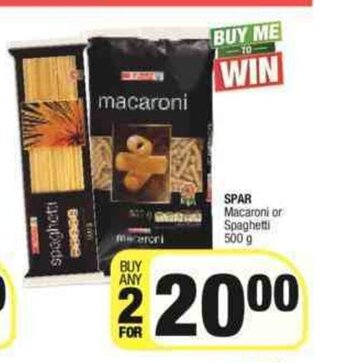 Spar Spar Macaroni or Spaghetti 500g offer