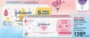 Dis-Chem Johnson's value pack baby wipes extra sensitive 6 x 56 wipes or gentle all over 6 x 72 wipes-per pac offer