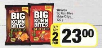 Willards Big Korn Bites Maize Chips 120g