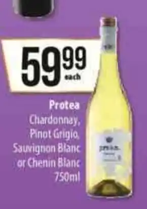 Spar Protea Chardonnay, Pinot Grigio, Sauvignon Blanc or Chenin Blanc 750ml offer