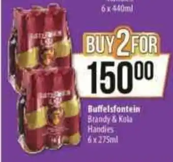 Buffelsfontein Brandy & Kola Handies 6x275ml