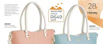 White pu handbag. salmon pink pu detai9l