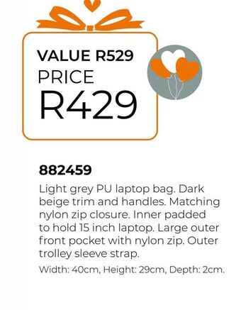 Honey Fashion Accessories Light grey pu laptop bag offer
