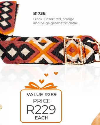 Honey Fashion Accessories Black. desert red, orange and beige geometric detail offer