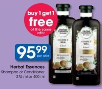 Clicks Herbal Essences Shampoo or Conditioner 275 ml or 400 ml offer