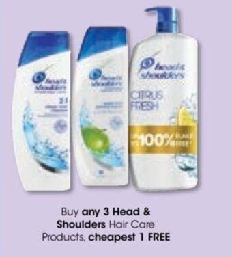 Buy any 3 Head & Shoulders Hair Care Products, cheapest 1 FREE