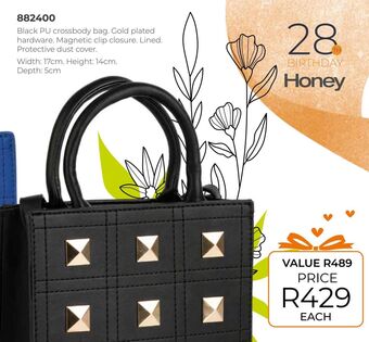 Honey Fashion Accessories Black pu crossbody bag offer