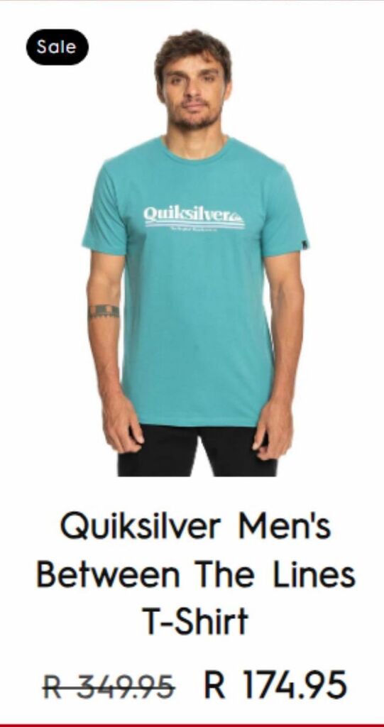 Quiksilber men's between the lines tshirt offer at Quiksilver