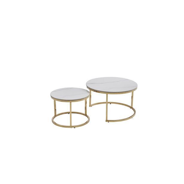 Gio set of 2 stone top coffee table gold leg offer at Decofurn