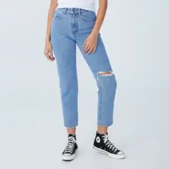 Zando Cotton on mom jeans stormy blue rip offer