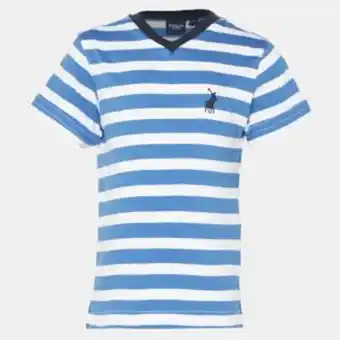 Polo boys striped v neck tee blue