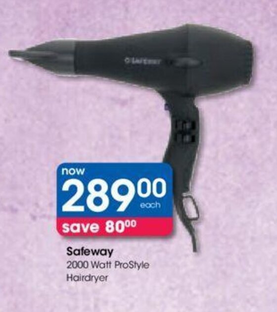 Safeway 2000 Watt ProStyle Hairdryer offer at Clicks