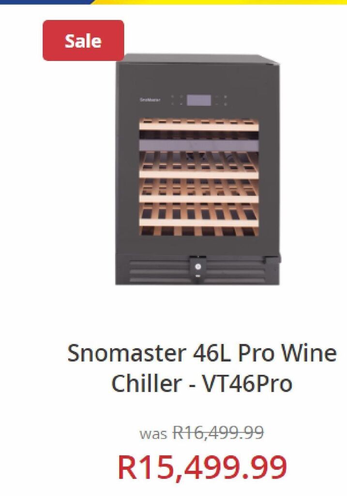 Snomaster 46l ppro wine chiller offer at Hirsch's