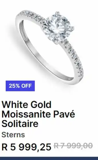 White gold moissanite pave solitaire