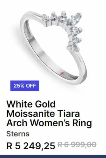 White gold moissanite tiara arch women's ring