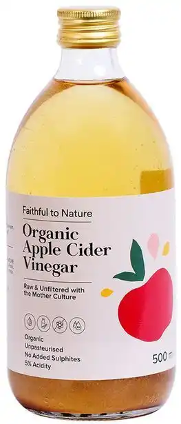Faithful to Nature Faithful to nature organic raw apple cider vinegar 500ml offer