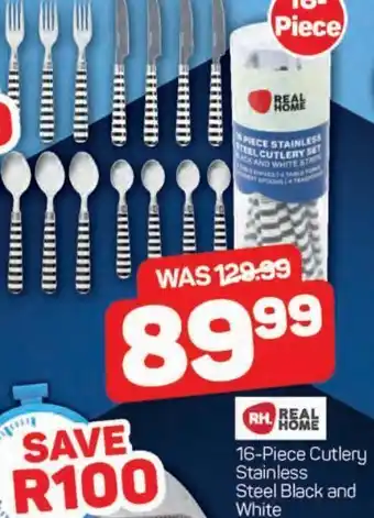 16-piece cutlery stainless steel black and white