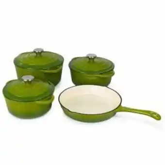 Metro Home Centre 7 piece authentic cast iron dutch cookware – green offer