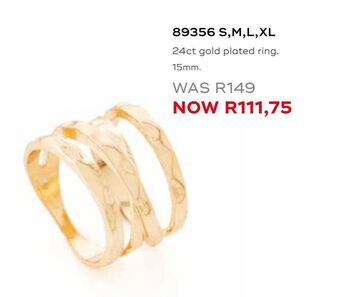 Honey Fashion Accessories 24ct gold plated ring 15mm offer