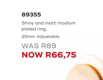 Shiny and matt rhodium plated ring