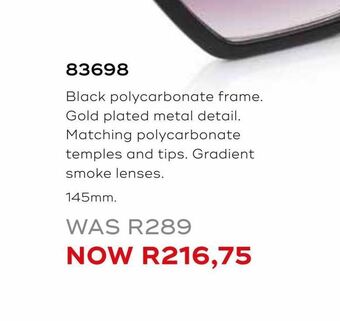 Honey Fashion Accessories Black polycarbonate frame offer