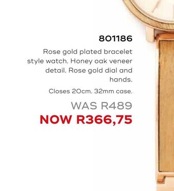 Honey Fashion Accessories Rose gold plated bracelet style watch offer