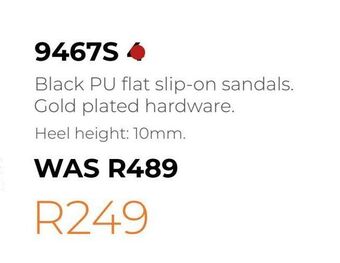 Honey Fashion Accessories Black pu flat slip-on sandals. offer