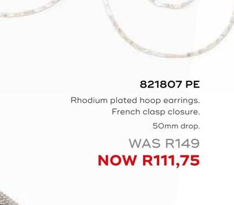 Honey Fashion Accessories Rhodium plated hoop earrings offer