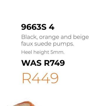 Honey Fashion Accessories Black, orange and beige faux suede pumps offer