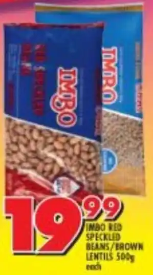 Shoprite IMBO RED SPECKLED BEANS/BROWN LENTILS 500g each offer