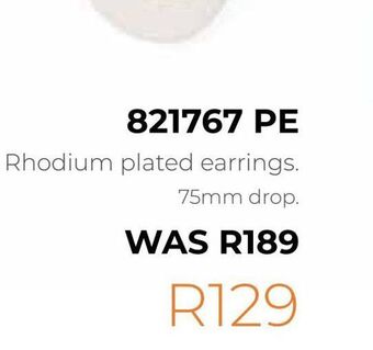 Honey Fashion Accessories Rhodium plated earrings 75mm drop offer
