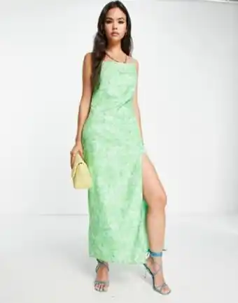 Pretty lavish keisha maxi slip dress in green abstract floral print