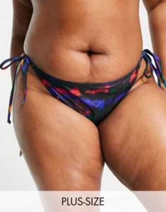 Asos South beach curve exclusive tie side bikini bottom in multi print offer
