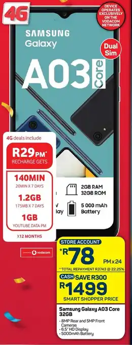 Pick n Pay Samsung Galaxy A03 Core 32GB offer