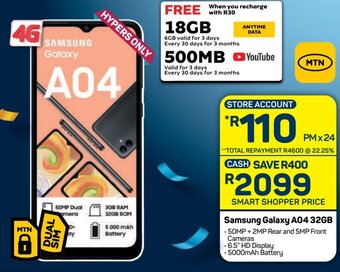 Pick n Pay Samsung Galaxy A04 32GB offer
