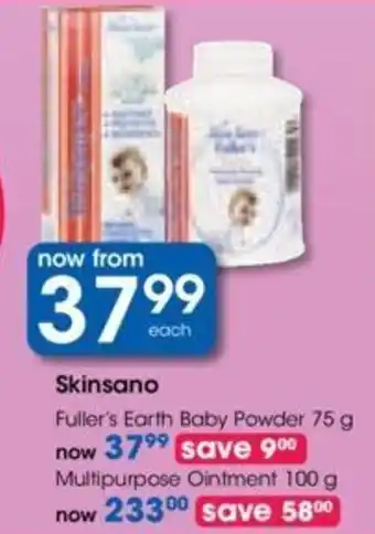 Clicks Skinsano Fuller's Earth Baby Powder 75g offer