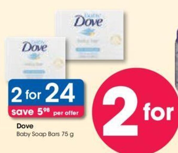 Dove Baby Soap Bars 75g offer at Clicks