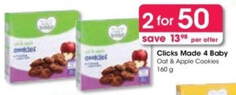 Clicks Clicks Made 4 Baby Oat & Apple Cookies 160 g offer