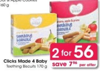 Clicks Clicks Made 4 Baby Teething Biscuits 170 g offer