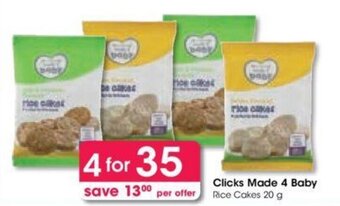 Clicks Made 4 Baby Rice Cakes 20 g