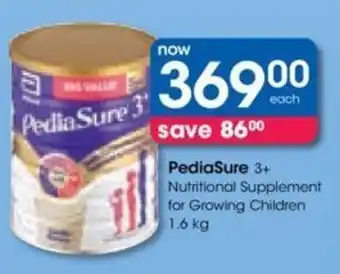 Clicks PediaSure 3+ Nutritional Supplement for Growing Children 1.6 kg offer