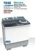 OK Furniture Hisense 14kg white twin tub washing machine wscf143 offer
