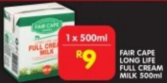Shoprite FAIR CAPE LONG LIFE FULL CREAM MILK 500ml offer