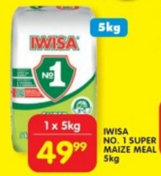 Shoprite IWISA NO. 1 SUPER MAIZE MEAL 5kg offer