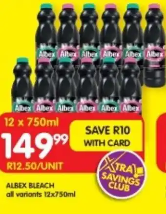 Shoprite ALBEX BLEACH all variants 12x750ml offer